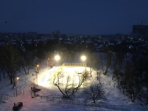 Внешнее освещение парка на улице Шевченко в Рязани