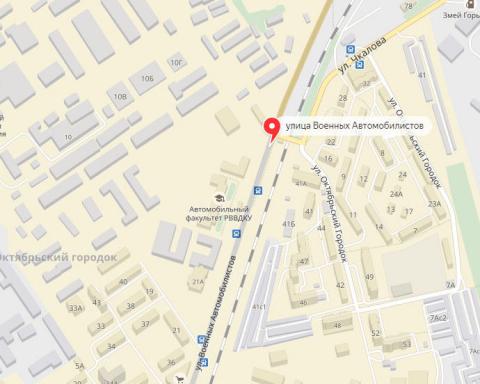 Улица Военных автомобилистов в Рязани на карте